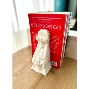 Desenli Sütun Şeklinde Kitaplık Stoperi Mermer Görünümlü