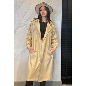 Kadın Kruvaze Yaka Astarlı Bel Kuşaklı Tarz Trençkot