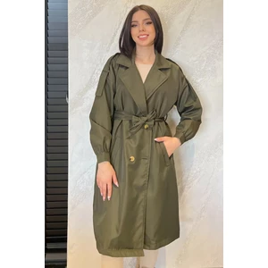 Kadın Kruvaze Yaka Astarlı Bel Kuşaklı Tarz Trençkot