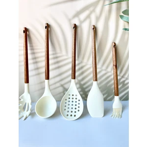 7'Li Akasya Saplı Silikon Kaşık - Servis Seti