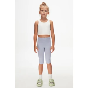 Açık Lila Basic Kız Çocuk Diz Altı Tayt Kapri