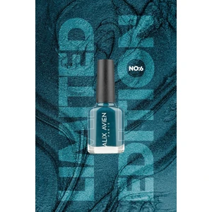 Alix Avien Limited Edition Işıltılı Petrol Mavi Oje-Yüksek Pigmentli Kalıcılık Hızlı Kuruma-Nail Lacquer No:6