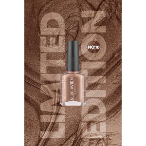 Alix Avien Limited Edition Simli Bej Oje-Yüksek Pigmentli Uzun Süreli Kalıcılık Hızlı Kuruma-Nail Lacquer No:10