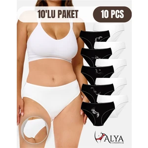 Alya Underwear Kadın Pamuklu Külot Basic Slip Renkli 10'lu Paket ( MULTICOLOR-X17 )