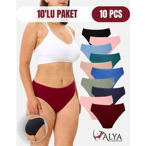 Alya Underwear Kadın Külot Basic Slip Renkli Pamuklu Iç Çamaşırı 10'lu Paket ( MULTICOLOR-X32 )