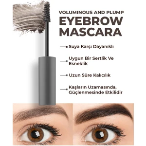 Suya Dayanıklı Kalıcı Etki Yoğun Pigmentli Kahverengi Kaş Sabitleyici Maskara - Eyebrow Mascara 804