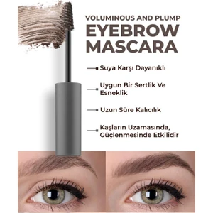 Suya Dayanıklı Kalıcı Etki Yoğun Pigmentli Kahverengi Kaş Sabitleyici Maskara - Eyebrow Mascara 802