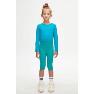 Petrol Basic Kız Çocuk Diz Altı Tayt Kapri