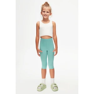 Çağla Yeşil Basic Kız Çocuk Diz Altı Tayt Kapri
