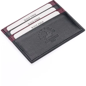 West Polo  Deri Bol Kartlıklı Siyah Bordo Unisex Kartlık WPT041