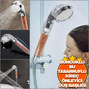 Boncuklu Kireç Önleyici Su Tasarruflu Duş Başlığı | Filtreli Yüksek Basınçlı Su Duş Başlığı