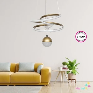 3 Renk Yanabilen Şeker Camlı Modern Ledli Avize