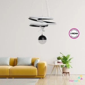 3 Renk Yanabilen Şeker Camlı Modern Ledli Avize