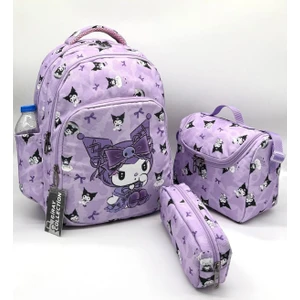 Yüz Karakter Desenli Kız Ilk Okul Çantası Kız Ilkokul Çantası Lila