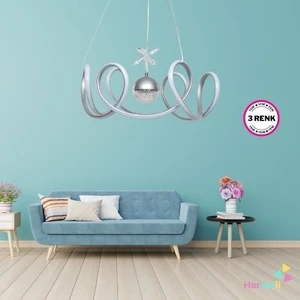3 Renk Yanabilen Şeker Camlı Modern Ledli Avize