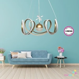 3 Renk Yanabilen Şeker Camlı Modern Ledli Avize