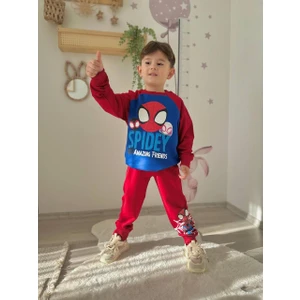 Sacro Kids Spidey Baskılı Eşofman-Sweatshirt 2 Iplik Mevsimlik Erkek Çocuk Takım