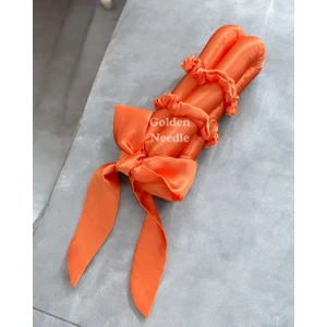 Golden Needle Saten Isısız Saç Şekillendirici Saç Sosisi 4'lü Mor- Fiyonklu