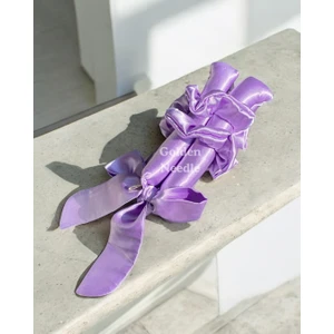 Golden Needle Saten Isısız Saç Şekillendirici Saç Sosisi 4'lü Mor- Fiyonklu