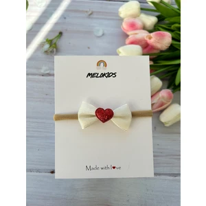 Parıltılı Kalp Detaylı Yumuşak Esnek Bebek Bandanası