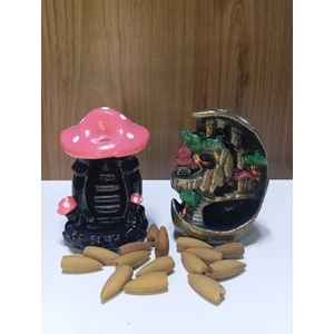 Tedi Sanat Mini Ay Mini Mantar Geri Akış Şelale Tütsülük Buhurdanlık 10 Adet Tütsü Hediyeli