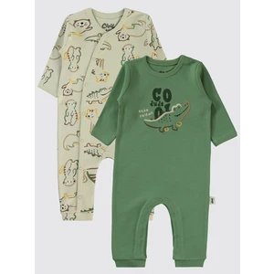 Civil Baby Erkek Bebek 2'li Patiksiz Tulum 3-9 Ay Yeşil