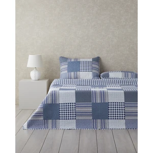 Patch Frame Çok Amaçlı Tek Kişilik Yatak Örtüsü Takımı 160X220 cm Mavi
