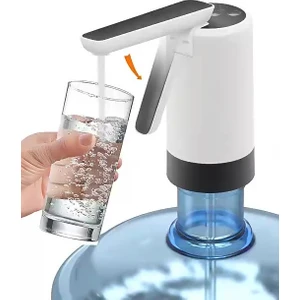 Şarjlı Otomatik Damacana Su Pompası Pratik Kullanım İçin USB Şarjlı Beyaz