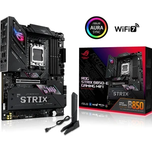 Rog Strıx B850-E Gamıng Wıfı Amd B850 Am5 Ddr5 8000 Dp HDMI Type-C 5x M2 Usb3.2 Gen 2x2 Wifi 7 + Bt Aura Rgb 5gbit Lan Atx