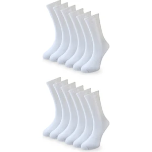 Çorap Çekmecesi Pamuklu Düz Beyaz Tenis Çorap 12'li