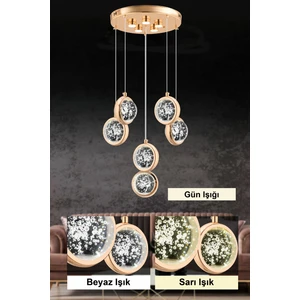 Istanbul Avize Dünya 6'lı Gold Ledli Modern Lü x  Avize