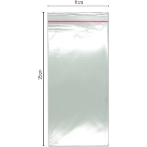 Paketleme Tezgahı - 11X25 cm Bantlı Opp (Parlak-Şeffaf) Jelatin 1000 Adet
