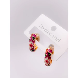 Çelik Küpe Mineli Küpe Çiçekli Küpe