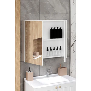 Fly Mobilya Marvel 80 cm Banyo Üst Dolabı Banyo Raflı Aynalı Üst Modül