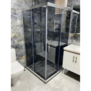 Ustaduş - Qorex Marka - 6mm Temper  Füme Cam Duşakabin  H:190 Özel Seri Krom Aksesuar