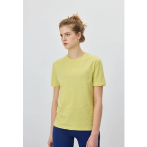 Kadın Yeşil Limon Renk Basic T-Shirt