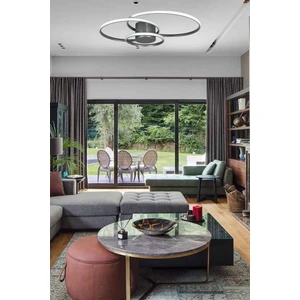 Sole Modern Tasarım Gri Renk Salon - Mutfak - Hol Beyaz LED 3 Lü Avize