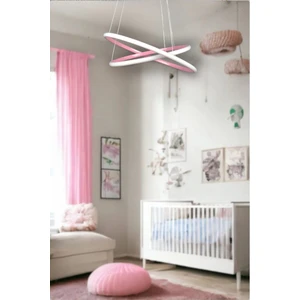 Rings Modern Tasarım Pembe Renk - Yatak Odası - Salon -Çocuk Odası - Mutfak Beyaz LED 2 Li Avize