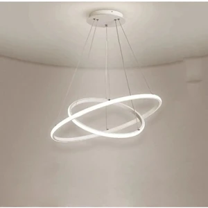 Rings Modern Tasarım Beyaz Renk - Yatak Odası - Salon - Çocuk Odası - Mutfak Beyaz LED 2 Li Avize