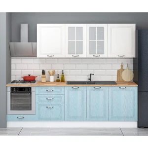 Fly Mobilya 270  cm  Pastel Tezgahlı Ankastre Modüllü Mdf Kapaklı Hazır Mutfak Dolabı (Tezgah Dahil)