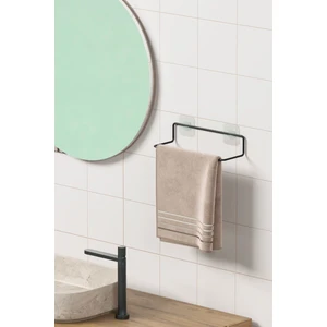 Yapışkanlı Havluluk Siyah Havlu Askısı Metal Havlu Tutacağı Banyo Mutfak Havluluğu Minimal Tasarım