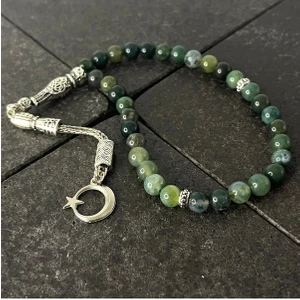 Sertifikalı Yosunlu Akik 6mm 33LÜK Doğal Taş Tesbih