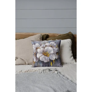 Beyaz Çiçek Pastel Tekli Kırlent Kılıfı