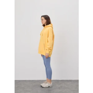 Kadın Oversize Sarı Kapüşonlu Sweatshirt