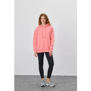 Kadın Oversize Pembe Kapüşonlu Sweatshirt