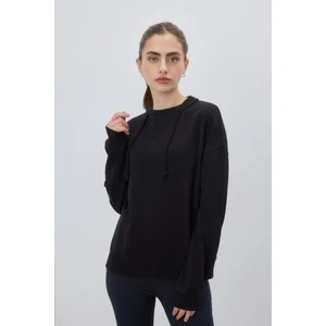 Kadın Siyah Kordon Detaylı Sweatshirt