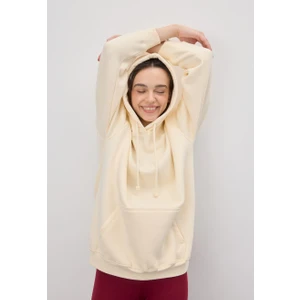 Kadın Oversize Vanilya Kapüşonlu Sweatshirt