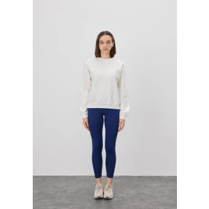Kadın Ekru Sırtı Baskılı Oversize Sweatshirt