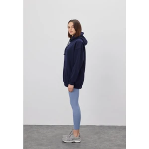 Kadın Oversize Navy Kapüşonlu Sweatshirt
