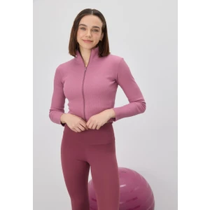 Kadın Gül Kurusu Yarım Balıkçı Crop Hırka